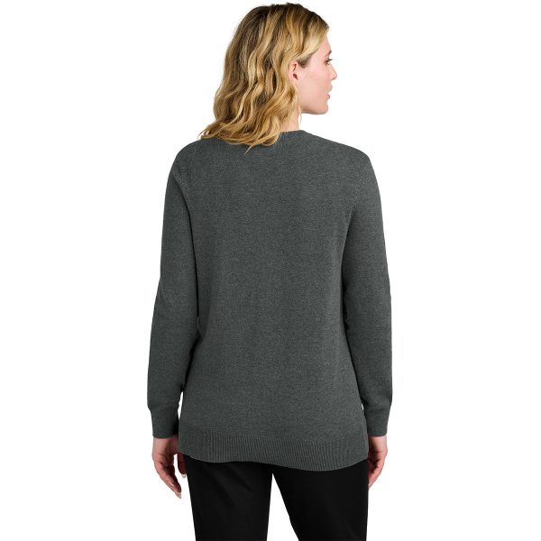 Port Authority Women s Charcoal Heather Easy Care Button-Up Cardigan Sweater Online now - Image 4