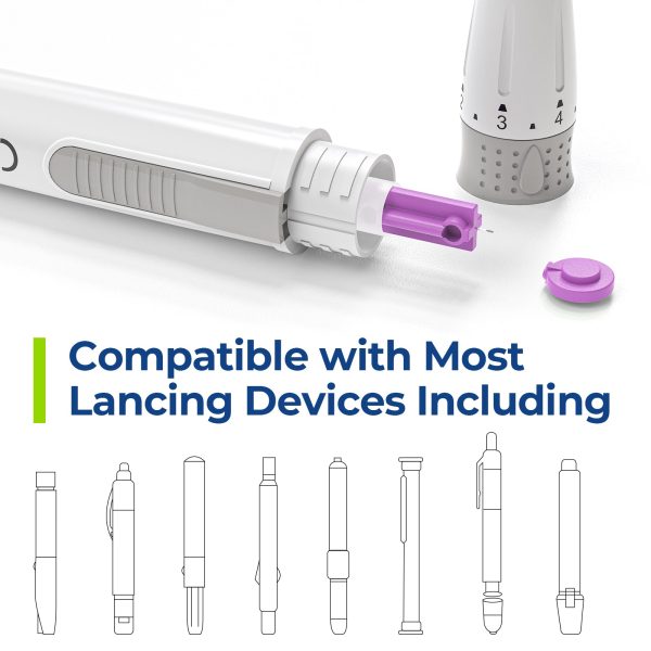 AUVON Blood Lancets, 30 Gauge 300 Twist Top Lancets with Less Pain Design Fit Most Standard Lancing Devices for Blood Sugar Kit and Glucose Meter - Purple Discount - Image 4